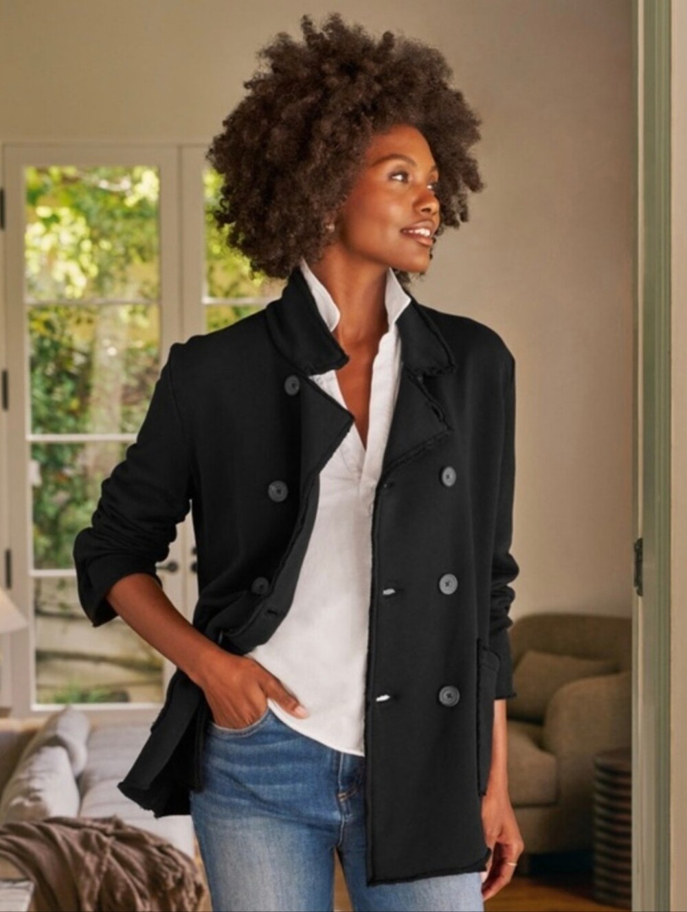 Frank & Eileen Belfast Sweatshirt Triple Fleece Peacoat Medium Black